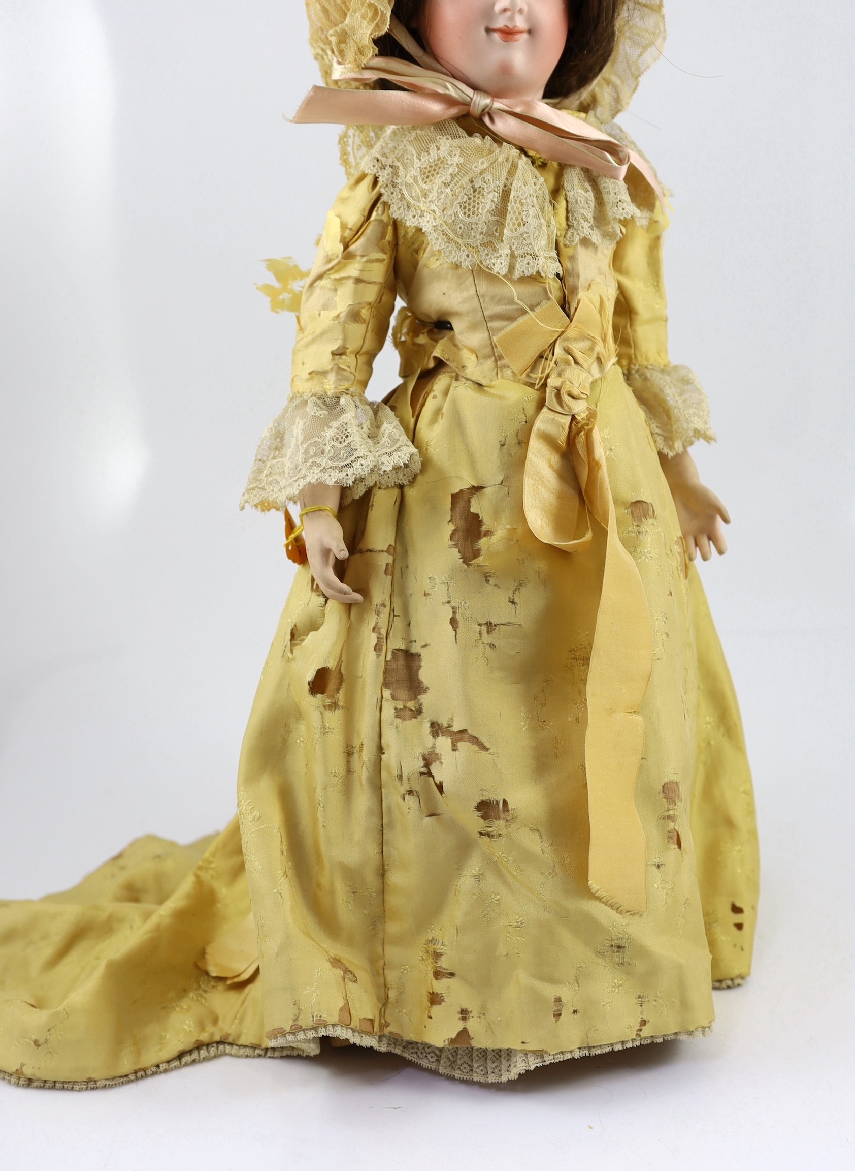 A Bru bisque swivel head fashion doll, French, 1870, 20in.